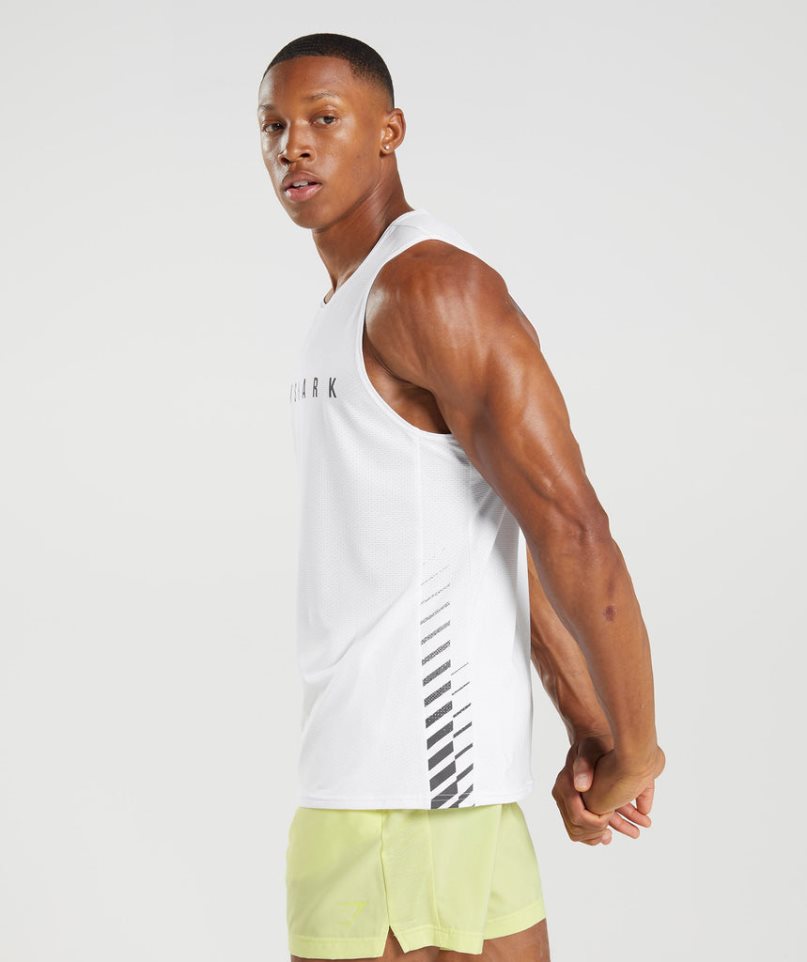 Men's Gymshark Sport Stripe Tanks White | CA DN0713